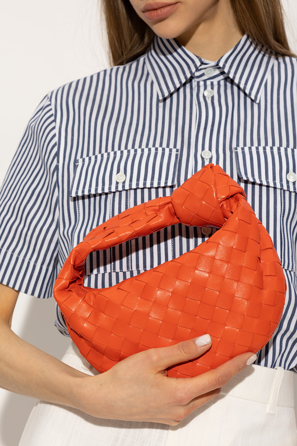 ハンドバッグ MINI JODIE LEATHER HANDBAG WITH INTRECCIATO MOTIF Bottega Veneta Women Mini Jodie Leather Handbag With